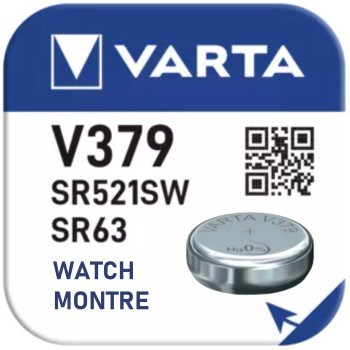 2 Piles Varta V379 SR63 SR521SW pour Montre Oxyde d'Argent 1,55V