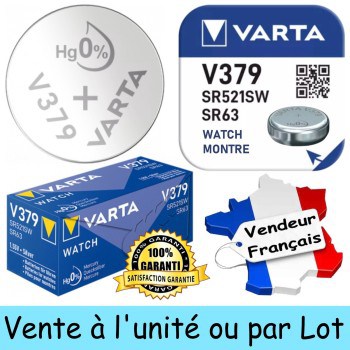 5 Piles Varta V379 SR63 SR521SW pour Montre Oxyde d'Argent 1,55V